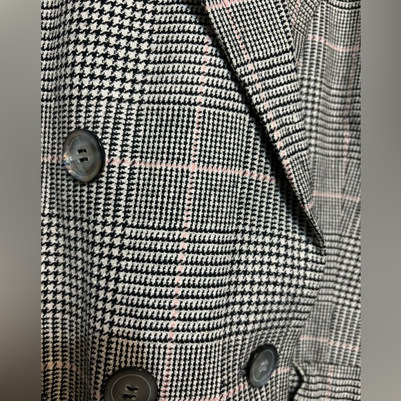 AQUASCUTUM Vintage Ingrid Wool Silk Double Breasted Checked Tailored Blazer - Picture 4 of 10